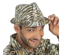 Chaks - Chapeau à paillettes look tigre pour femmes et hommes, fedora scintillant comme accessoire de costume pour carnaval et festival