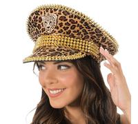 Chaks - Chapeau avec motif léopard, rivets dorés, accessoires pour costumes, carnaval, festival, cosplay