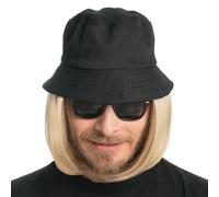 Chaks - Chapeau avec perruque, chapeau de pêcheur avec cheveux cousus jusqu'aux épaules pour carnaval, festival, fête à thème