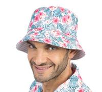 Chaks - Chapeau bob à motif hibiscus, chapeau de pêcheur pliable avec protection UV, accessoire tendance pour les festivals et les fêtes