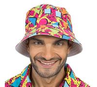 Chaks - Chapeau bob rétro au look des années 80-90, chapeau de pêcheur avec protection UV, accessoire coloré pour les festivals et les fêtes