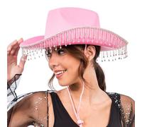 Chaks - Chapeau de cowgirl pour femme avec franges en strass, chapeau de cowboy pour carnaval, accessoire de festival