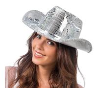Chaks - Chapeau de cowboy avec effet paillettes, couvre-chef pour disco, carnaval, festival, enterrement de vie de jeune fille