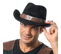 Chaks - Chapeau de cowboy aspect daim, chapeau western, large bord