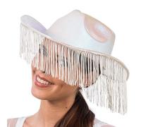 Chaks - Chapeau de cowboy holographique avec franges, chapeau pour les costumes western, accessoires pour le carnaval, festival et JGA