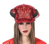 Chaks - Chapeau de diable scintillant pour femmes en rouge, cornes de diable, accessoires de costume pour Halloween et carnaval