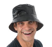 Chaks - Chapeau de pêcheur en vinyle, Bucket Hat noir avec brillant, casquette pour festival, carnaval, fête à thème