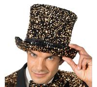 Chaks - Chapeau haut-de-forme à paillettes, couvre-chef pour adulte, accessoire pour artiste, réveillon, déguisement, carnaval