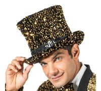 Chaks - Chapeau haut-de-forme à paillettes, couvre-chef pour adulte, accessoire pour artiste, réveillon, déguisement, carnaval