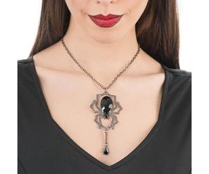 Chaks - Collier avec pendentif araignée, accessoire gothique | Pendentif araignée avec pierre acrylique noire, bijou gothique pour Halloween et le carnaval, accessoire de costume