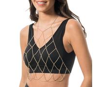 Chaks - Collier de corps pour femmes, or, bijou de corps en filigrane, collier pour bikini, festival, bijou, fête, plage