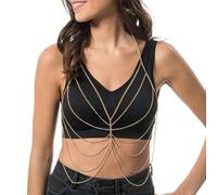 Chaks - Collier de corps pour femmes, or, bijou de corps en filigrane, collier pour bikini, festival, bijou, fête, plage