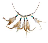 Chaks - Collier de perles avec plumes, bijou de cou pour déguisement