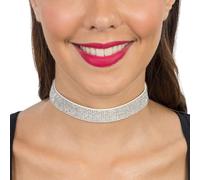Chaks - Collier ras-du-cou à strass femme, collier pailleté réglable