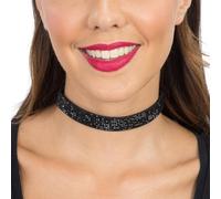 Chaks - Collier ras-du-cou à strass pour femme, collier ajustable à paillettes, large collier comme accessoire de fête pour les festivals et le carnaval