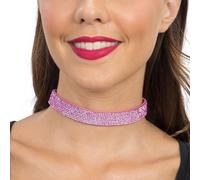 Chaks - Collier ras-du-cou à strass pour femme, collier ajustable à paillettes, large collier comme accessoire de fête pour les festivals et le carnaval
