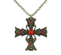 Chaks - Collier vampire avec pendentif, bijou gothique en métal, accessoires vintage pour costumes d'Halloween et cosplay