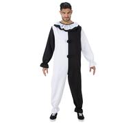 Chaks - Terrifier Art the Clown Jumpsuit, bicolore noir et blanc Horror Look, Costume Combinaison pour Halloween
