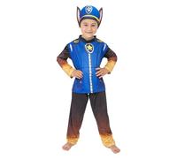 Chaks - Costume Chase pour enfants, tenue officielle Pat’ Patrouille, ensemble 3 pièces avec bandeau, t-shirt et pantalon pour carnaval, Bleu