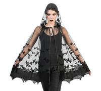 Chaks - Costume de chauve-souris - Cape avec capuche - Accessoires de vampire noir pour femme - Halloween et carnaval
