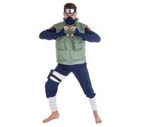 Chaks - Costume de Kakashi Hatake, tenue de cosplay d'anime | Costume officiel de Naruto, ensemble de 8 pièces comprenant un gilet, un pantalon, un masque et un bandeau pour le carnaval