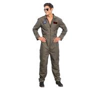 Chaks - Costume de pilote de chasse, combinaison de pilote | Combinaison d'aviateur grise avec patchs et fermetures éclair, carnaval, soirée à thème, festival et déguisement