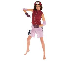 Chaks - Costume de Sakura Haruno, tenue de cosplay d'anime | Costume officiel de Naruto, ensemble de 8 pièces comprenant un haut, un pantalon, un bandeau et accessoires pour le carnaval
