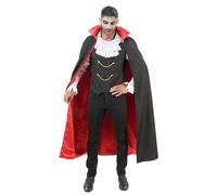 Chaks - Costume de vampire 2 pièces, cape avec col et chemise, gilet à volants, tenue pour Halloween, carnaval et soirée à thème