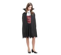 Chaks - Costume de vampire pour filles, ensemble avec robe et cape | Ensemble de costume 2 pièces, rouge et noir, robe style corset, cape à col haut, look gothique