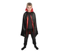 Chaks - Costume enfant cape vampire, cape réversible avec col noir et rouge, accessoire de costume pour Halloween et carnaval