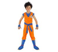 Chaks - Costume Goku Saiyajin, Dragon Ball, ensemble 7 pièces pour enfants, tenue pour carnaval, Halloween et fans d'anime, 128