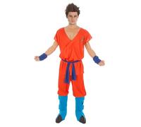 Chaks - Costume Goku Super Saiyan God, Dragon Ball, ensemble 7 pièces pour adultes, tenue pour carnaval et fans d'anime