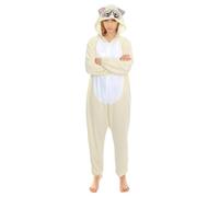 Chaks - Costume Grumpy Cat, combinaison avec capuche, onesie pour adultes, costume animalier pour carnaval, fête à thème