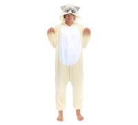 Chaks - Costume Grumpy Cat, combinaison avec capuche, onesie pour adultes, costume d'animal pour le carnaval, fête à thème
