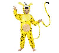 Chaks - Costume Marsupilami pour enfants, combinaison officielle inspirée de la bande dessinée, salopette jaune à capuche pour carnaval et Comic Con, 116