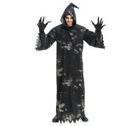 Chaks - Costume Soul Slayer 3 pièces, robe, capuche et gants, déguisement sombre pour Halloween et carnaval