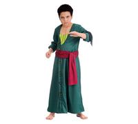 Chaks - Costume Zoro pour garçons, tenue officielle One Piece, ensemble anime 2 pièces avec manteau et ceinture pour cosplay et carnaval