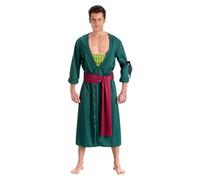 Chaks - Costume Zoro pour homme, tenue officielle One Piece, ensemble anime 2 pièces avec manteau et ceinture pour cosplay et carnaval