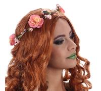 Chaks - Couronne de fleurs, bandeau avec fleurs artificielles roses, accessoires pour cheveux, femmes, festival, JGA, carnaval, fête