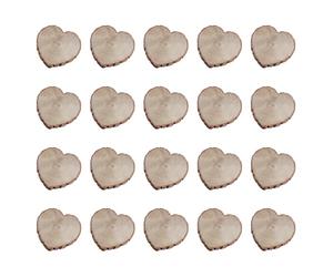 Chaks - Décoration de table cœur en bois avec écorce, mariage | 19 x 19 x 3 cm, 20 pièces, décoration naturelle pour la Saint-Valentin et les projets de bricolage, cœur en bois