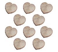 Chaks - Décoration de table cœur en bois avec écorce, mariage | 23 x 23 x 3 cm, 10 pièces, décoration naturelle pour la Saint-Valentin et les projets de bricolage, cœur en bois