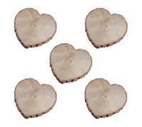 Chaks - Décoration de table cœur en bois avec écorce, mariage | 30 x 30 x 3 cm, 5 pièces, décoration naturelle pour la Saint-Valentin et les projets de bricolage, cœur en bois