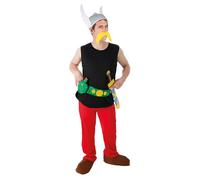 Chaks - Déguisement - Costume Licence Astérix 9 Pièces | Tenue officielle Astérix, ensemble gaulois 9 pièces avec costume, casque, épée, barbe et surchaussures