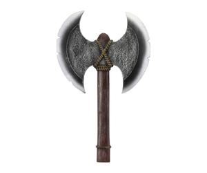 Chaks - Double hache viking en latex, accessoire de costume | 43 x 27 cm, hache aspect métal, motif labrys, accessoires de guerrier, carnaval, Halloween, cosplay, Moyen Âge