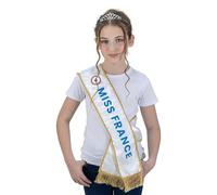 Chaks - Ensemble d'accessoires Miss France pour filles, accessoire officiel avec écharpe et diadème, cosplay pour carnaval et fêtes