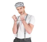 Chaks - Ensemble d'accessoires prison avec chapeau, bretelles et menottes