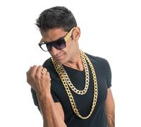 Chaks - Ensemble de bijoux hip-hop 4 pièces, costume de rappeur