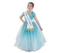 Chaks - Ensemble Miss France pour filles, costume officiel avec robe, diadème et écharpe, tenue pour le carnaval et les événements