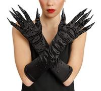 Chaks - Gants de diable avec strass pour Halloween, 45 x 9,5 cm | Accessoire de costume, gants à ongles longs, Halloween, diable, démon, femme