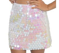 Chaks - Jupe à paillettes pour adultes, mini-jupe scintillante comme accessoire de costume pour les festivals et le carnaval, tenue de soirée